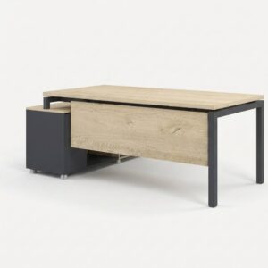 Bureau d'angle Onyx chêne clair et anthracite - vue de face